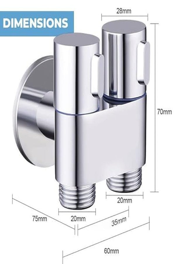Imaashi Compact 2 Way Angle Cock | 2-in-1 Angle Valve with Wall Flange | For Bathroom, Toilet, Wash Basin | Crome Finish - Image 2